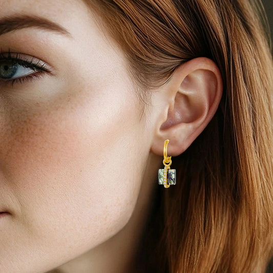 Moss Agate Dangle Earrings