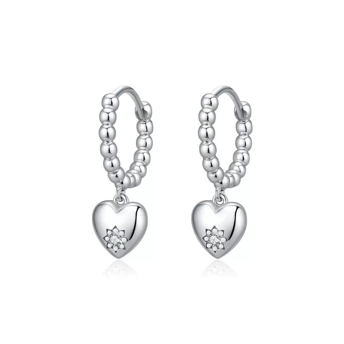 Dancing Heart Sterling Silver Hoop Earrings