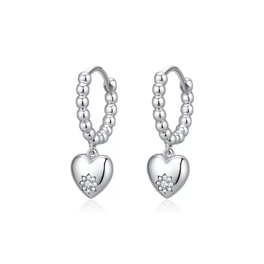 Dancing Heart Sterling Silver Hoop Earrings