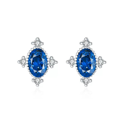 Starburst Blue Zircon Sterling Silver Stud Earrings