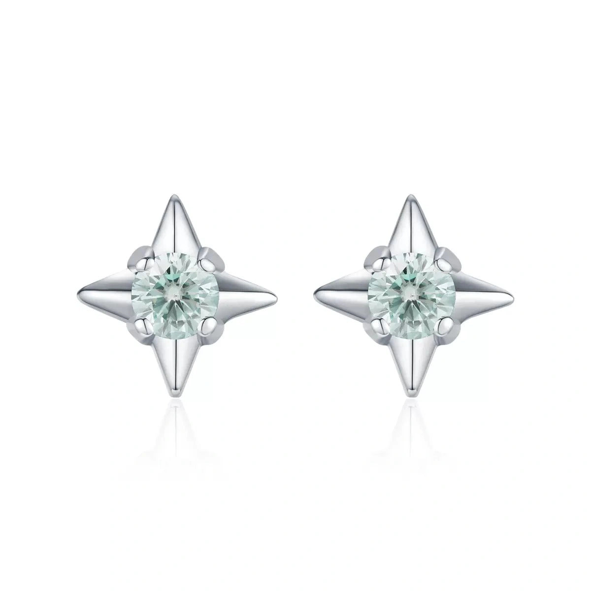 North Star Glow Moissanite Sterling Silver Stud Earrings