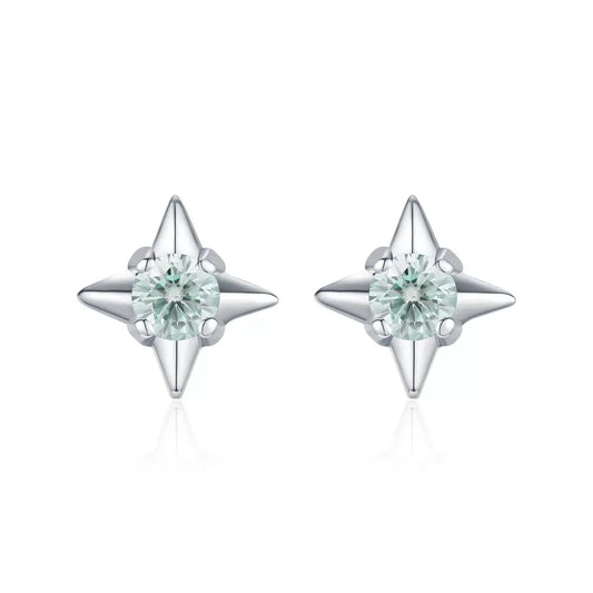 North Star Glow Moissanite Sterling Silver Stud Earrings