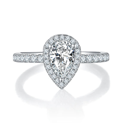 Radiant Hope –1CT Pear Moissanite Halo Ring