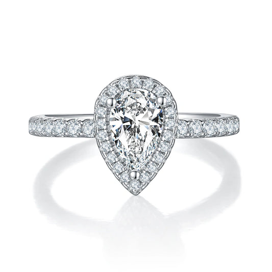 Radiant Hope –1CT Pear Moissanite Halo Ring